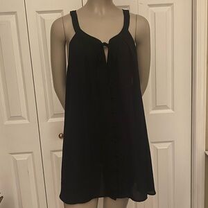 TORRID Women's Black Button Front Georgette Goddess Split Neck Tank tunic top 3